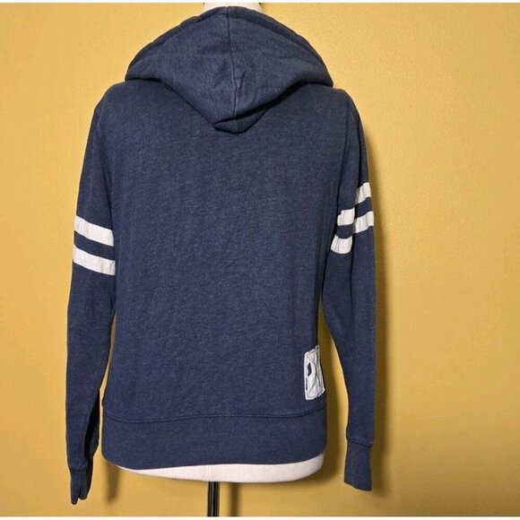 Aeropostale Y2K Hoodie XL Blue Embroidered 1987 Logo Button Kangaroo Stripe VTG - Picture 2 of 8